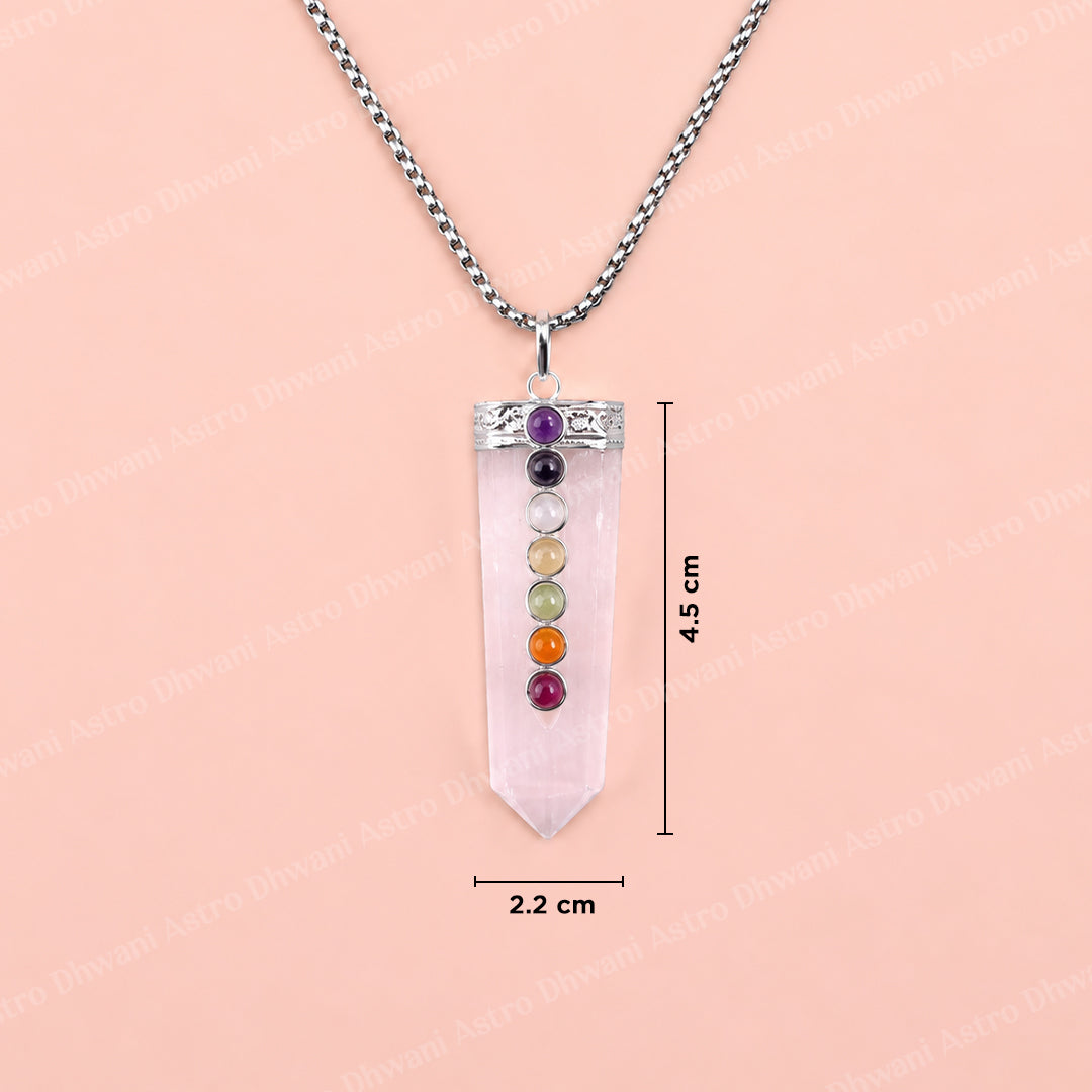 Selenite Seven Chakra Stone Pendant - Abhimantrit & Certified