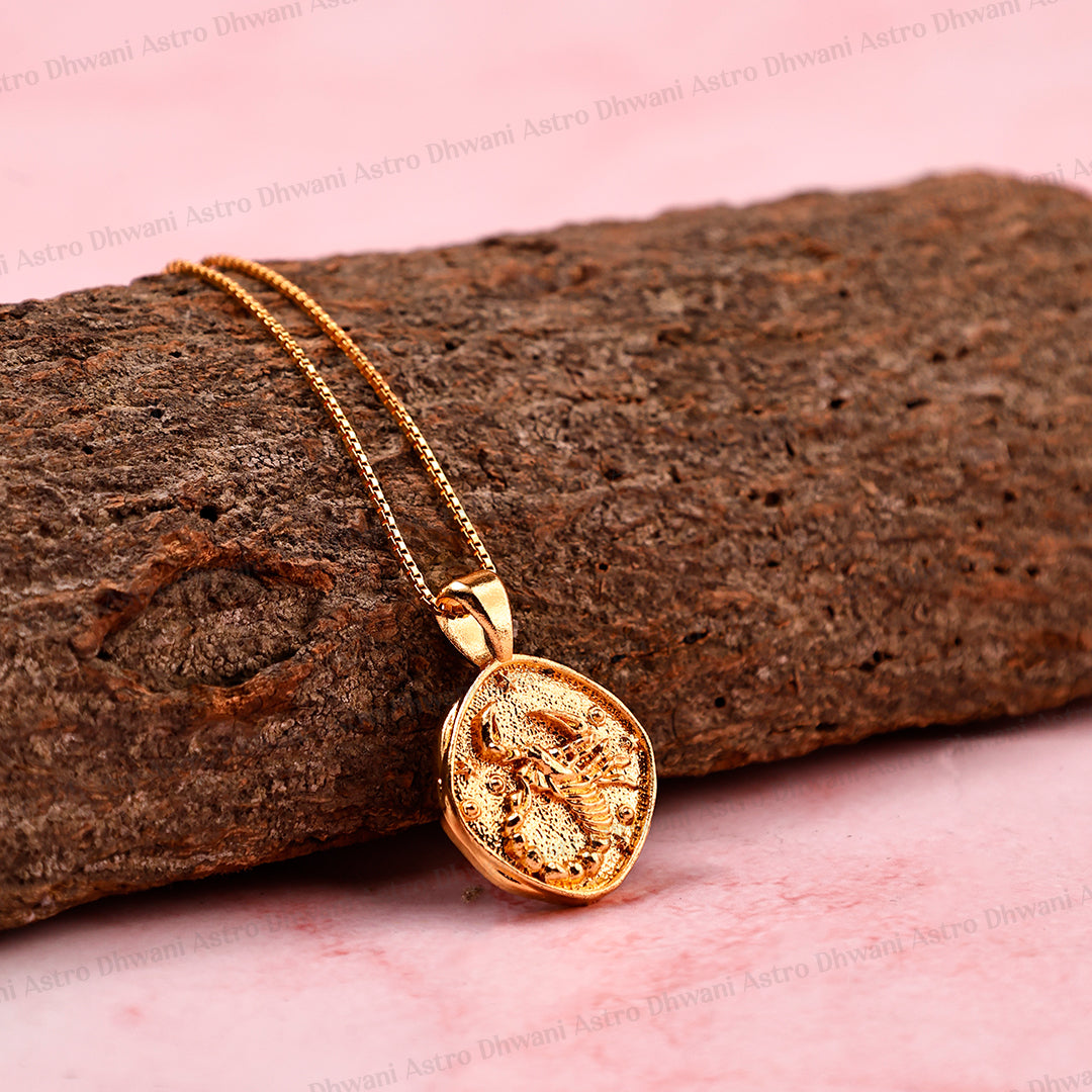 Scorpio Zodiac Sign Gold Plated Pendant for Inner Strength & Self-Awareness
