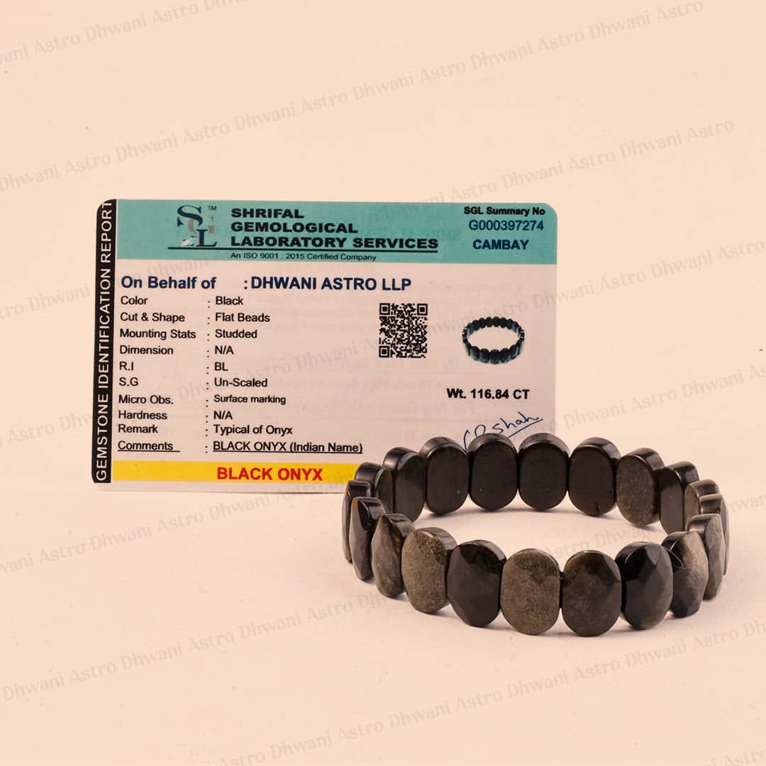 Negative and Evil Protection: Black Onxy Emerald Cut Bracelet - Abhimantrit & Certified