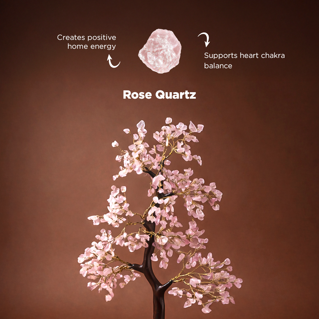 Improve Love, Relationship & Emotional Connection: Rose Quartz Tree - Abhimantrit