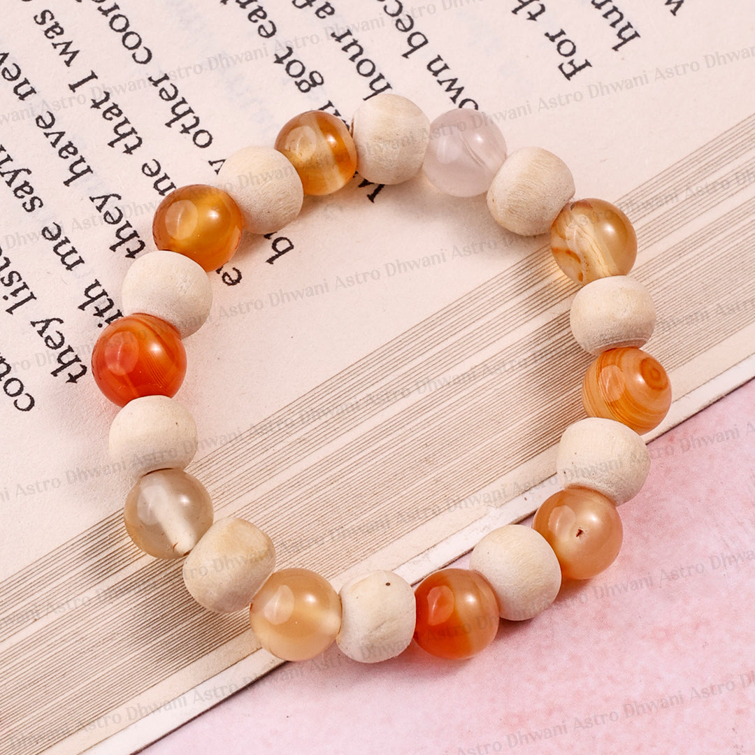 Carnelian Tulsi Bracelet - Abhimantrit & Certified