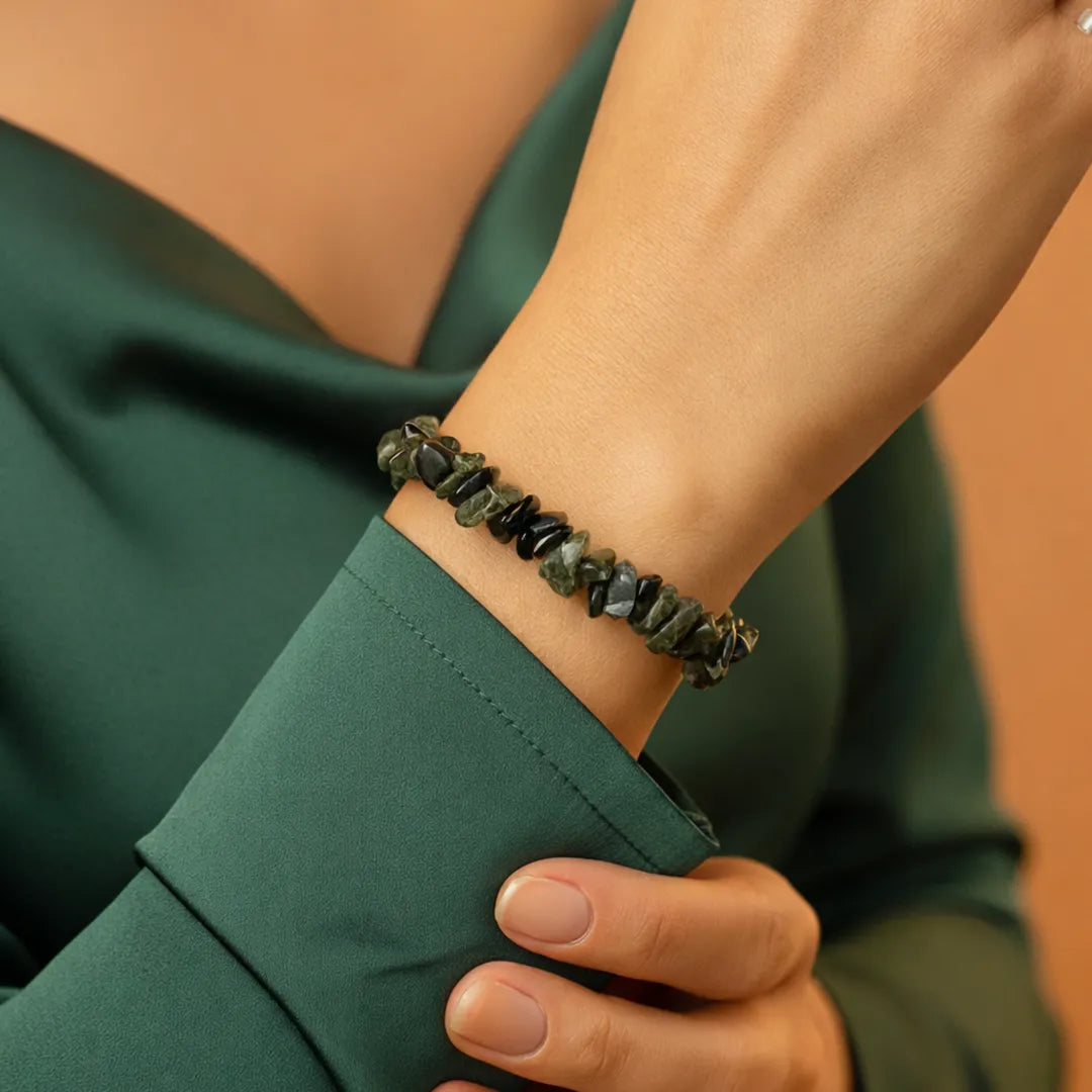 Open your Heart, Foster your love & Understanding: Green Tourmaline Uncut Bracelet