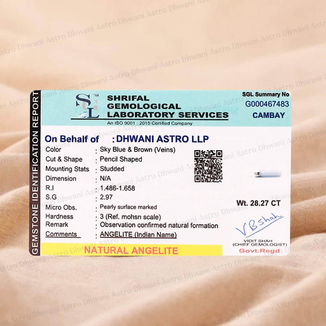 Angelite Pencil Pendant - Abhimantrit & Certified