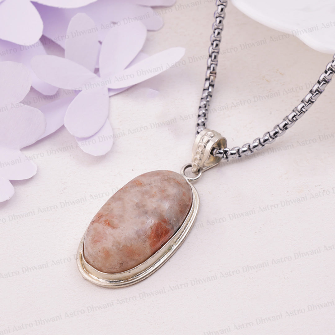 Sunstone Oval Pendant for Boosts Positive Energy & Confidence