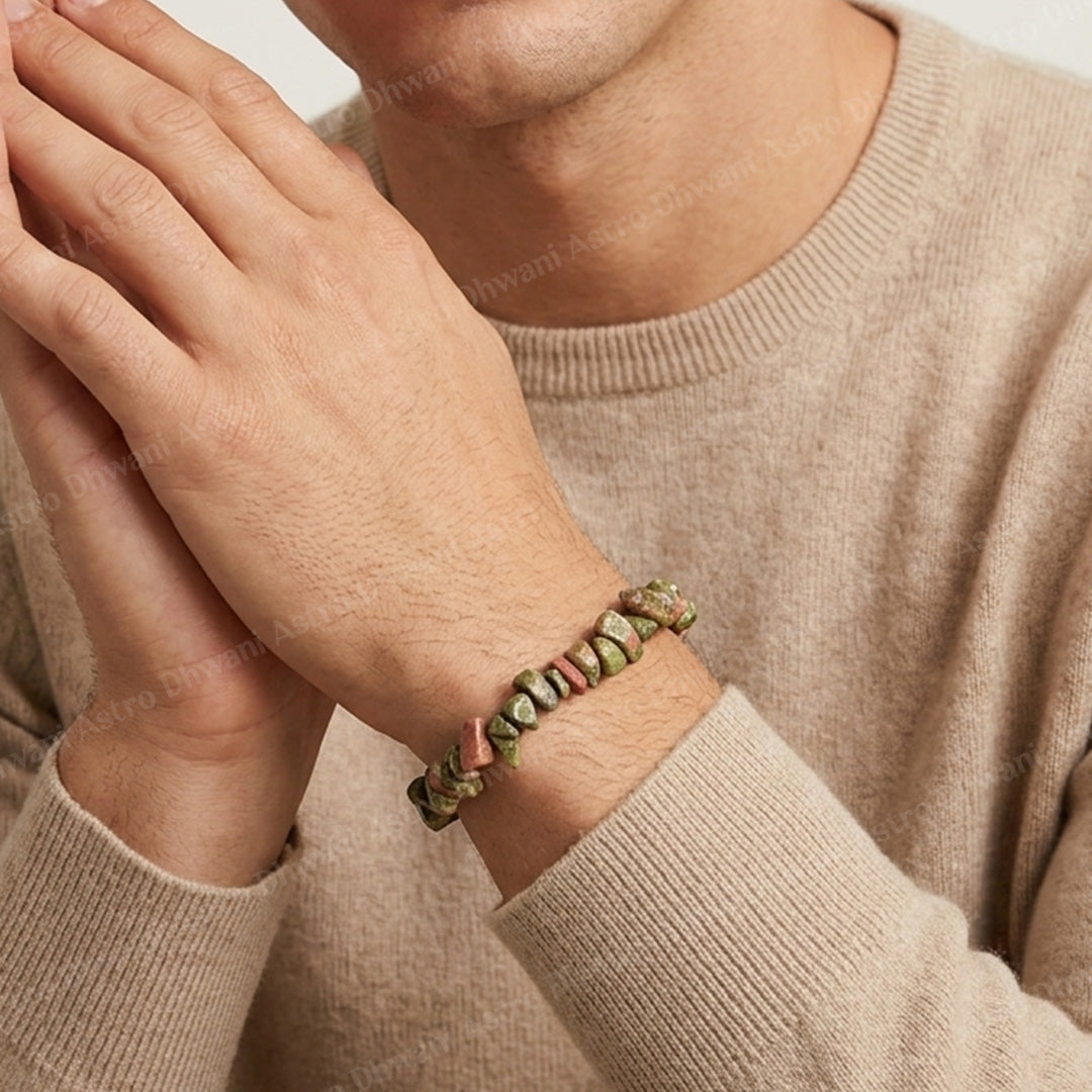 Unakite Uncut Crystal Bracelet - Abhimantrit & Certified