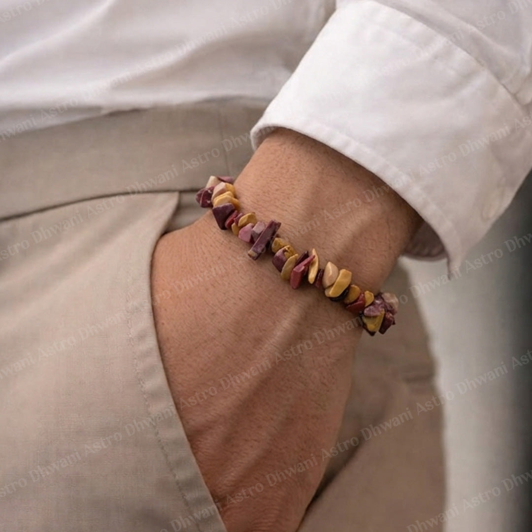 Mookaite Jasper Uncut Crystal Bracelet - Abhimantrit & Certified