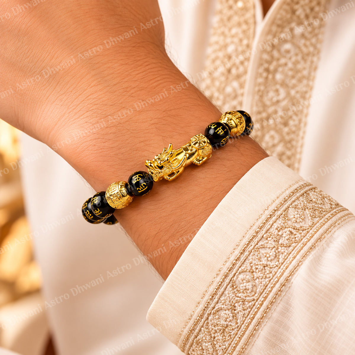 Finance & Wealth Enhancer: Feng shui Black Obsidian with Pixu Bracelet  - Abhimantrit & Certified