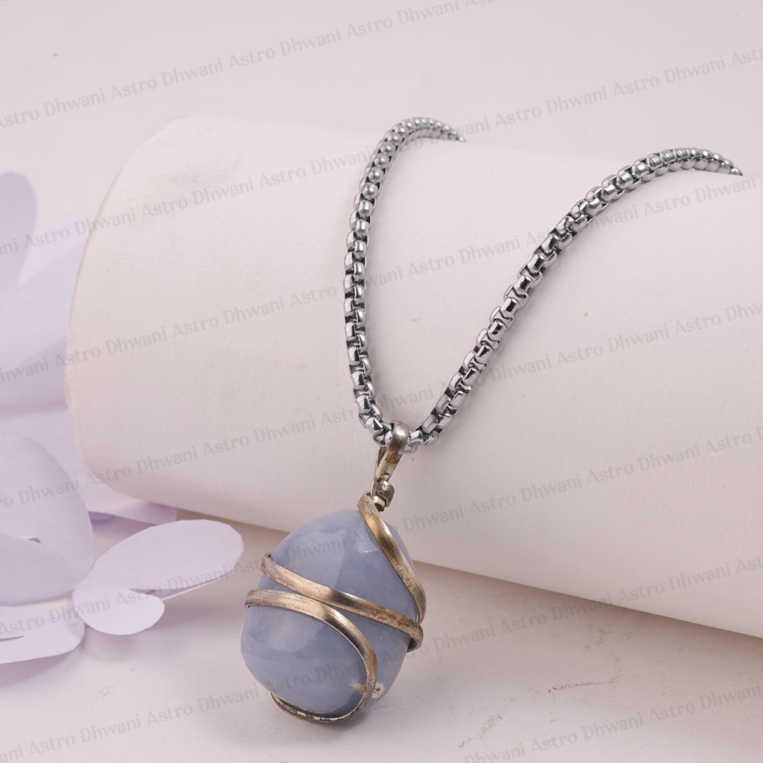 Angelite Wrapping Pendant - Abhimantrit