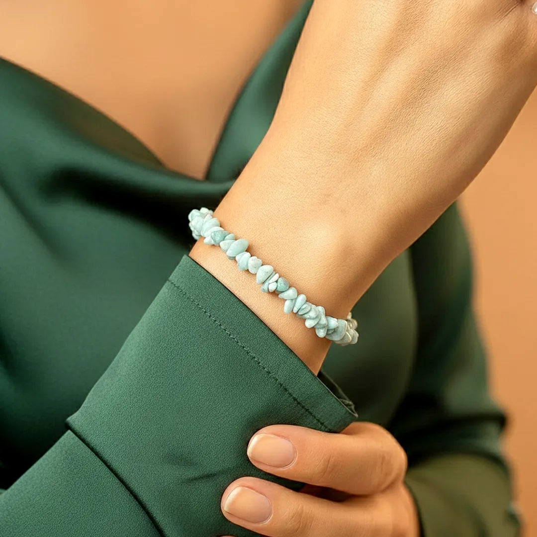 Reduces Mars Effects, Balances Root Chakra & Adds Stability: Amazonite Uncut Bracelet