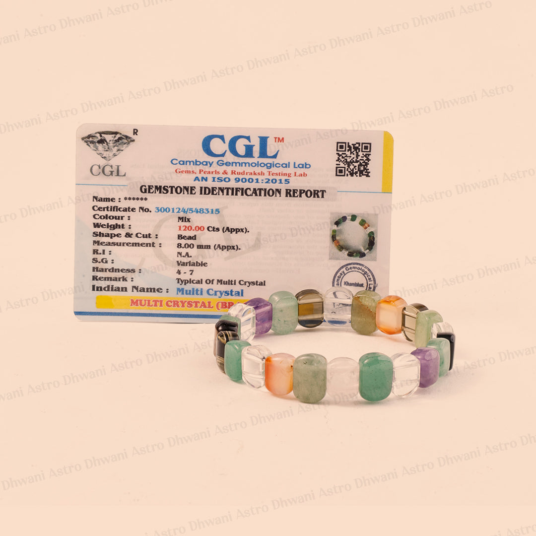 Multi Crystal Emerald Cut Bracelet Balance Clarity Positive Energy