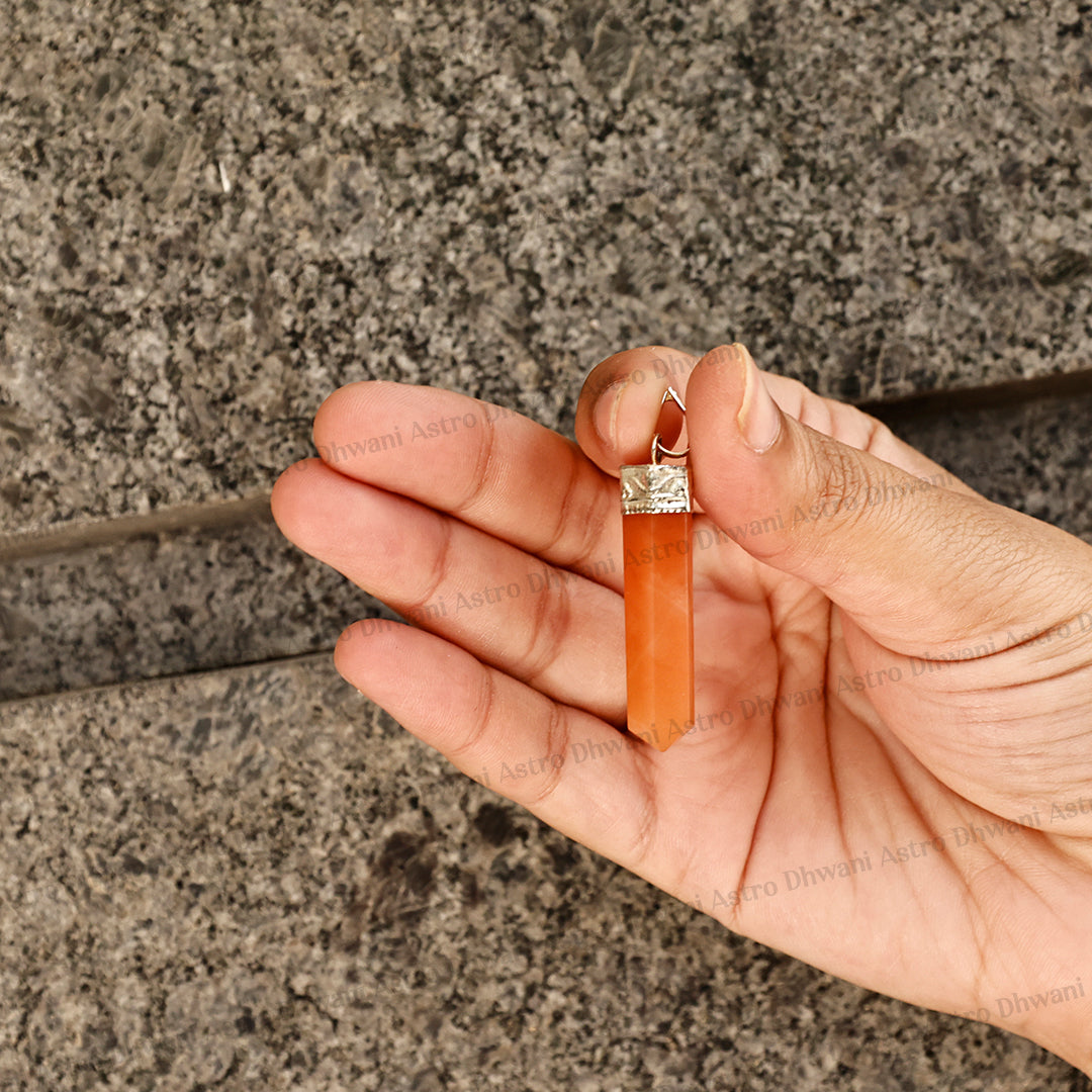 Red Aventurine Pencil Pendant - Abhimantrit & Certified