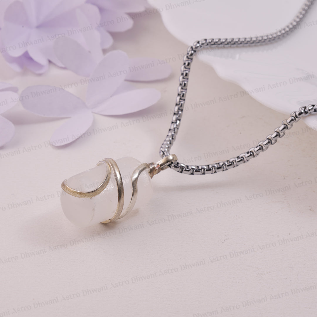 Selenite Wrapping Pendant - Abhimantrit