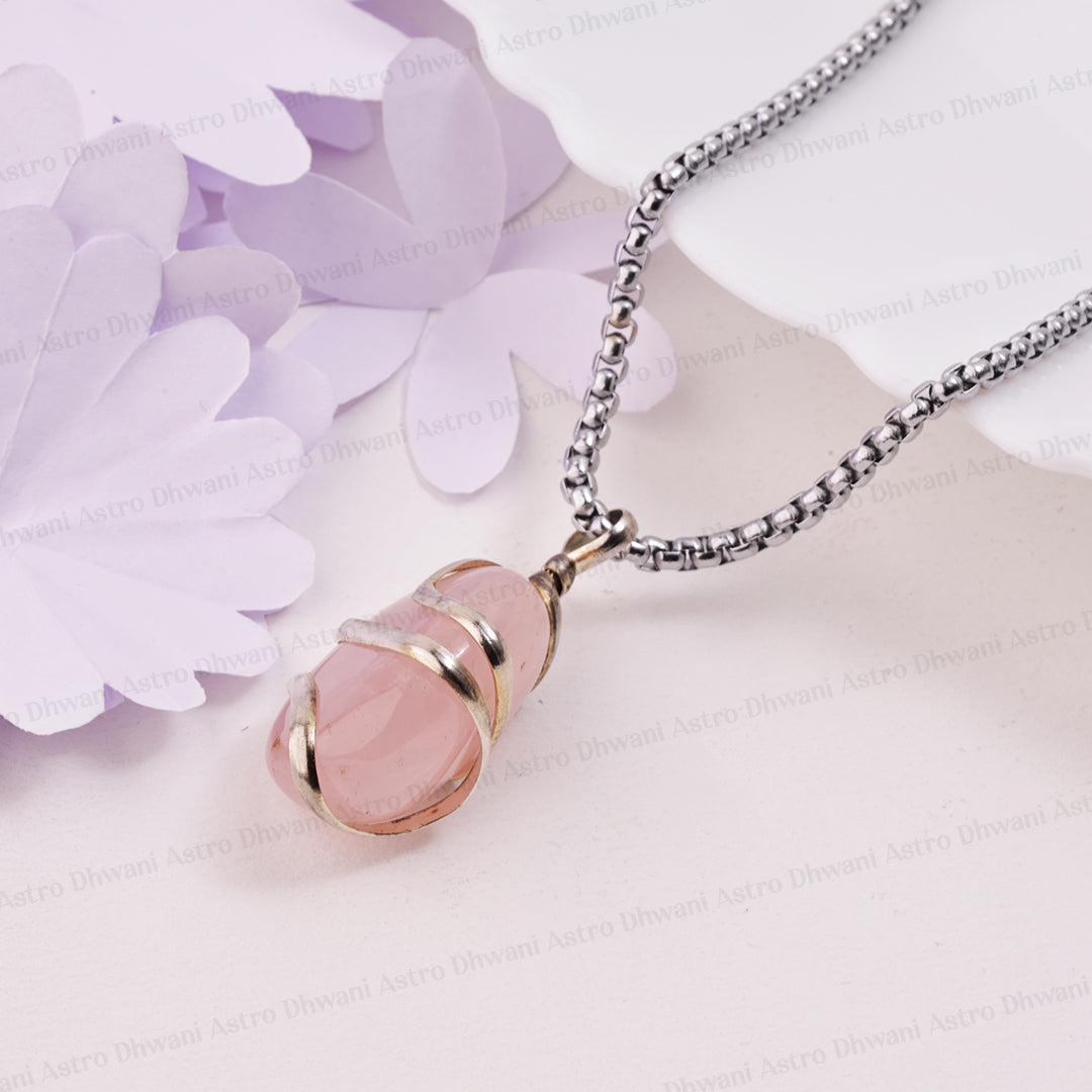 Rose Quartz Wrapping Pendant - Abhimantrit