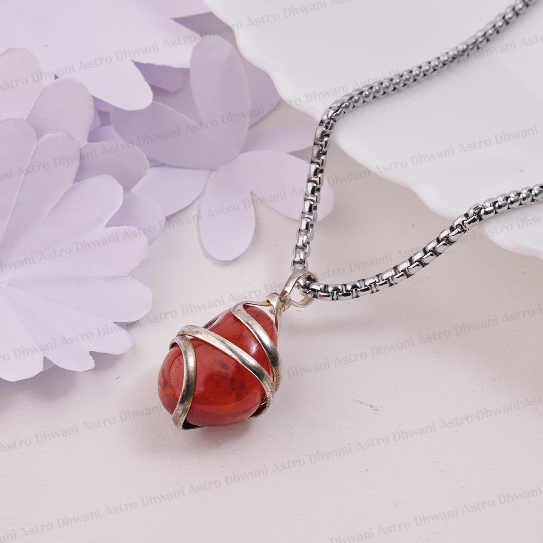 Helps Purify Blood, Lungs, Liver and Heart: Carnelian Wrapping Pendant - Abhimantrit & Certified