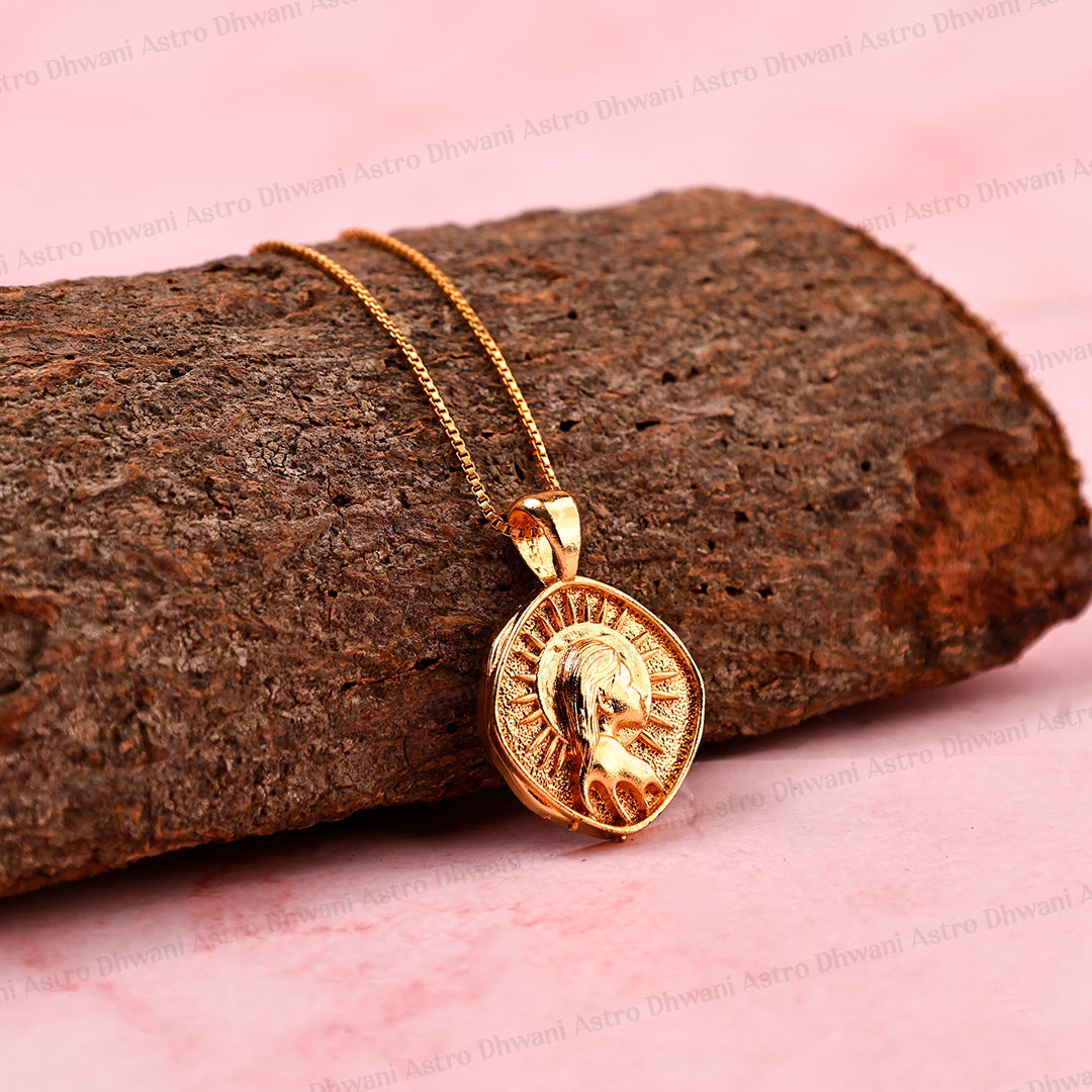 Virgo Zodiac Sing Gold Plated Pendant - Abhimantrit