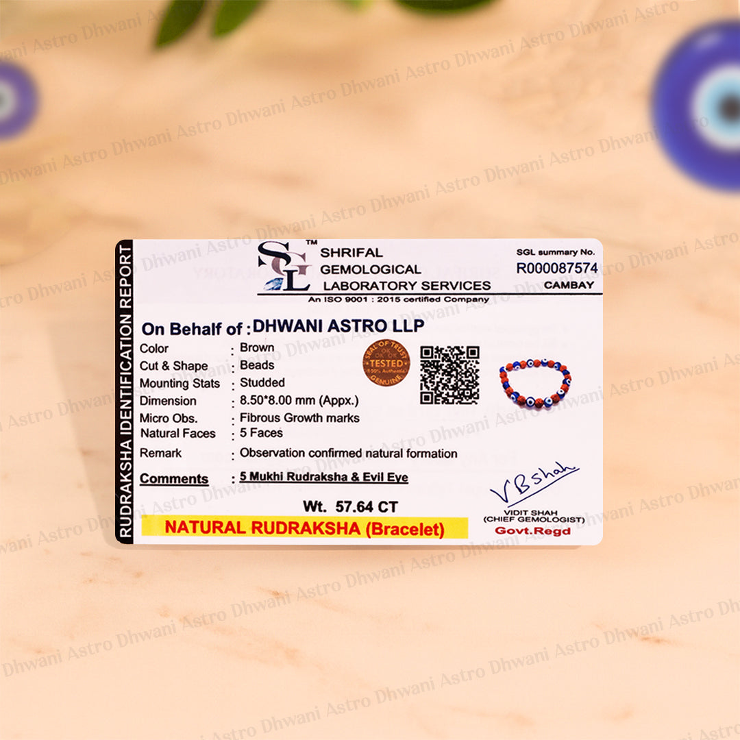 Rudraksh with Evil Eye Bracelet - Abhimantri & Certified