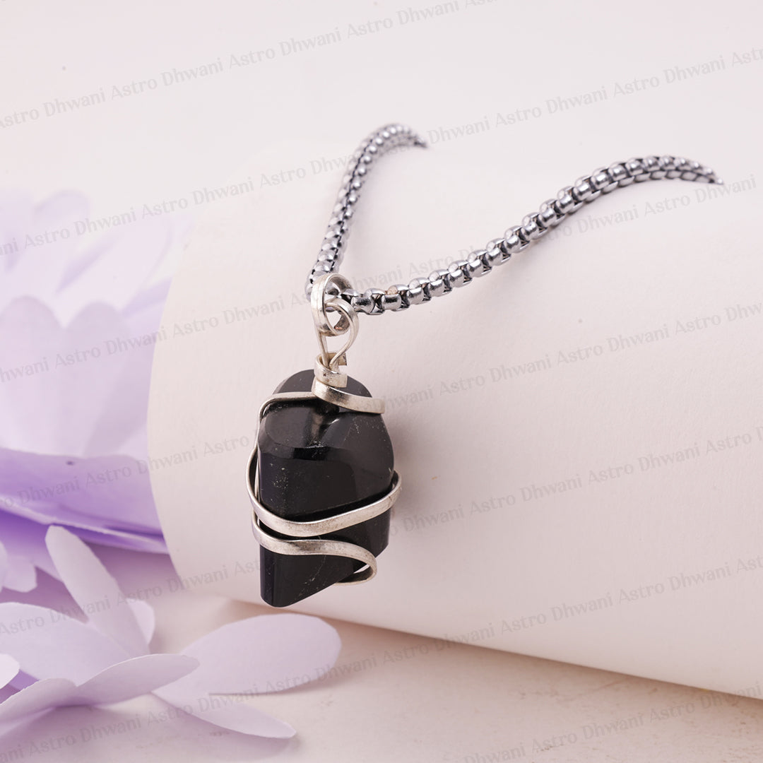 Black Tourmaline Wrapping Pendant (Psychic Attacks & Negative Energy) - Abhimantrit & Certified