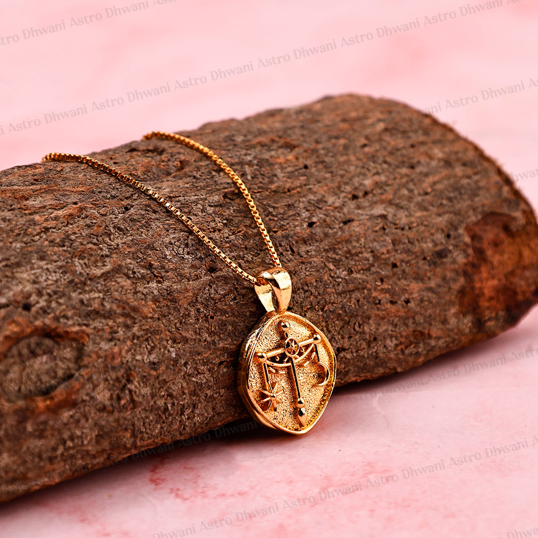 Libra Zodiac Sign Gold Plated Pendant for Beauty & Elegance