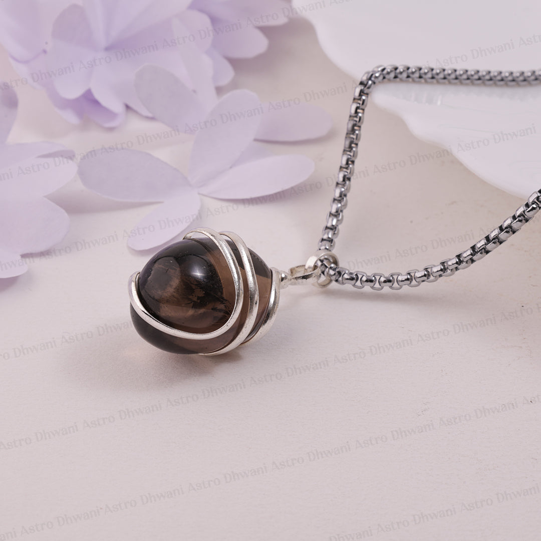 Smoky Quartz Wrapping Pendant - Abhimantrit & Certified