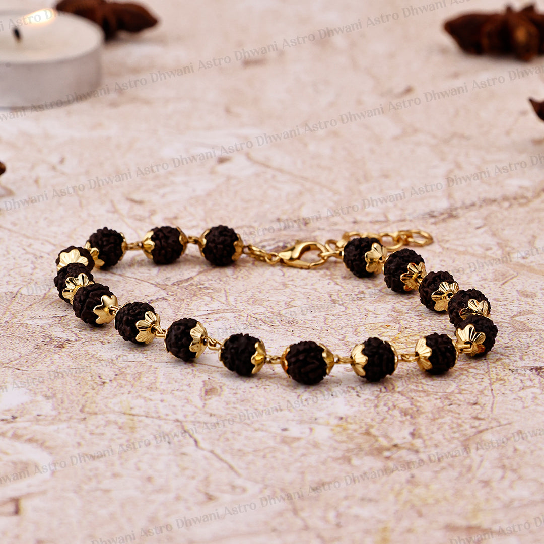 Gold Plated Karungali Malai Bracelet
