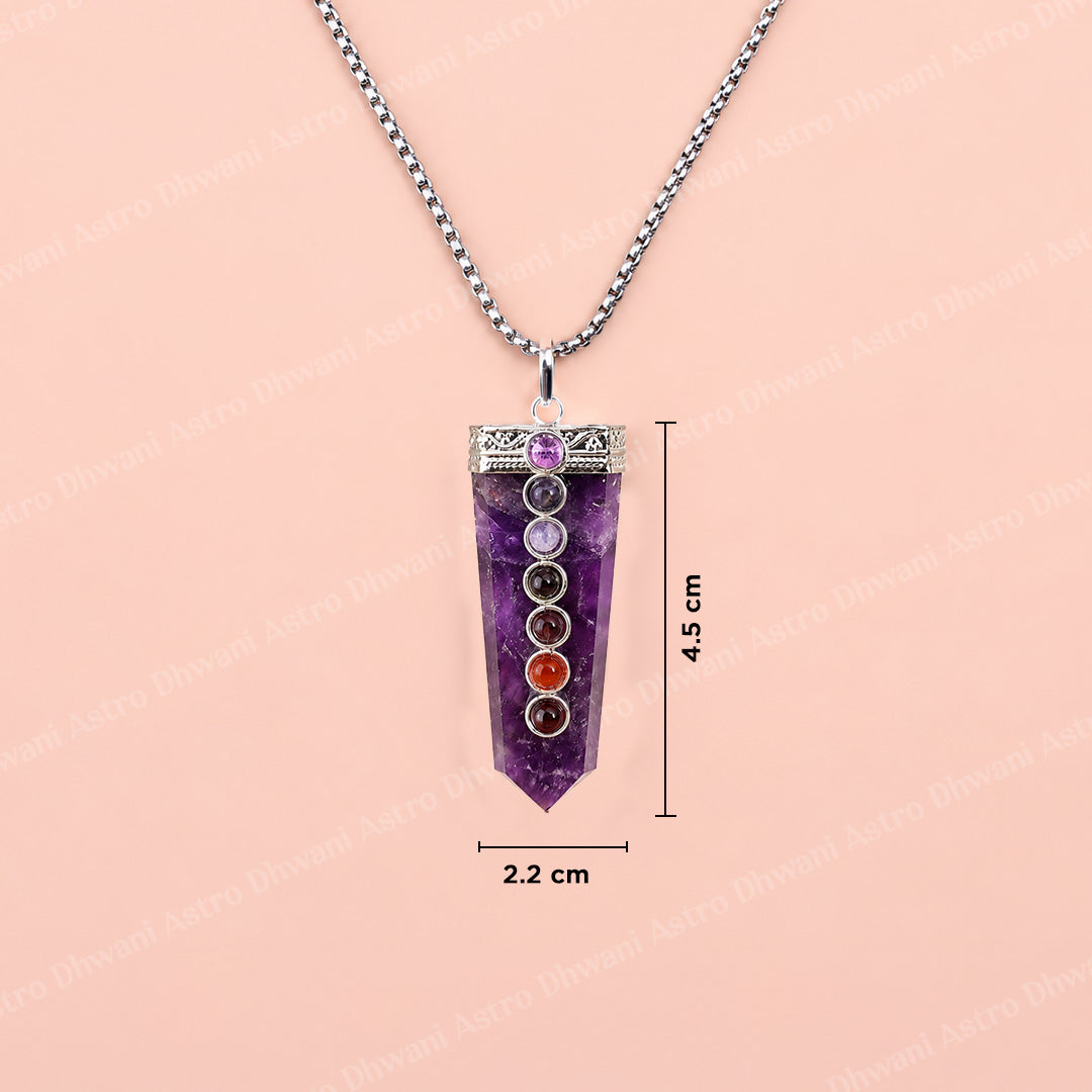 Amethyst Seven Chakra Stone Pendant - Abhimantrit & Certified