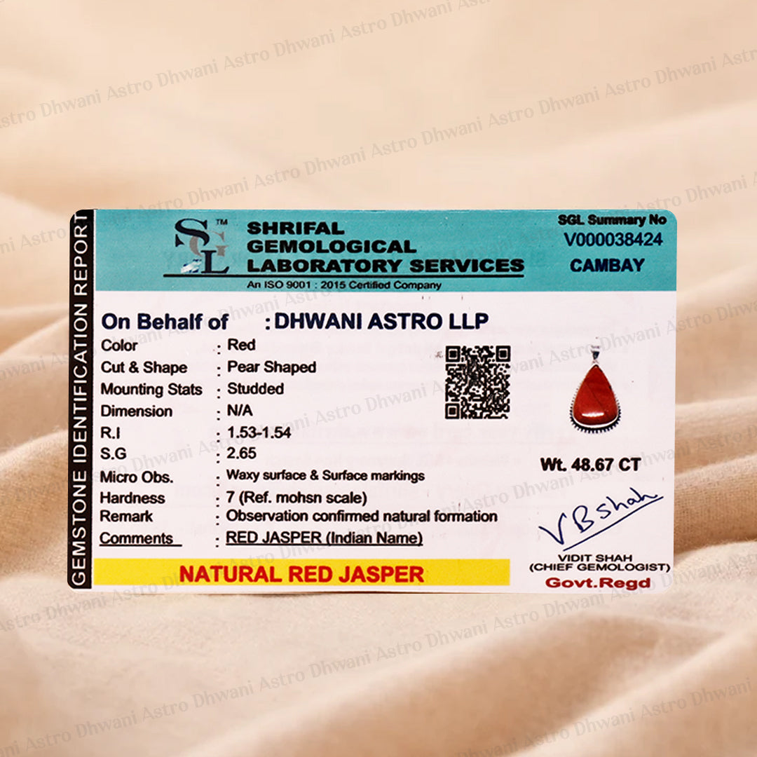 Jasper Oval Stone Pendant - Abhimantrit & Certified