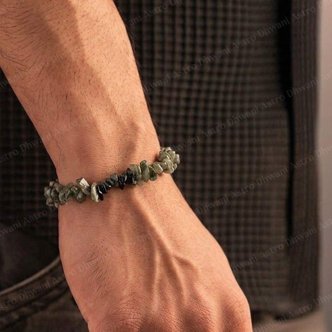 Green Tourmaline Uncut Bracelet - Abhimantrit & Certified