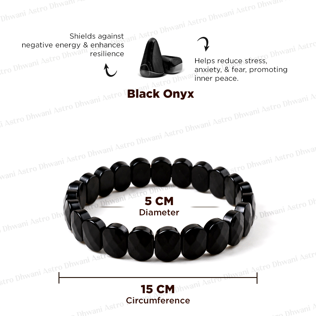 Negative and Evil Protection: Black Onxy Emerald Cut Bracelet - Abhimantrit & Certified