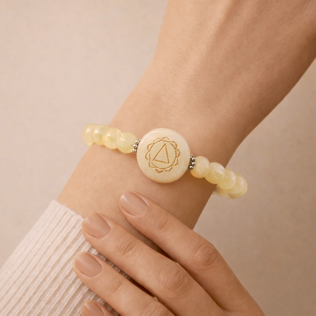 Yellow Calcite Stone Chakra Bracelet - Abhimantrit & Certified