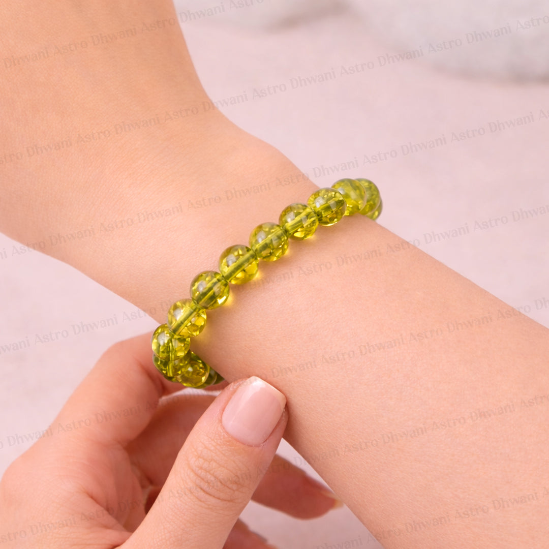 Stress Relieve and Removes Tension: Peridot Bracelet - Abhimantrit & Certified