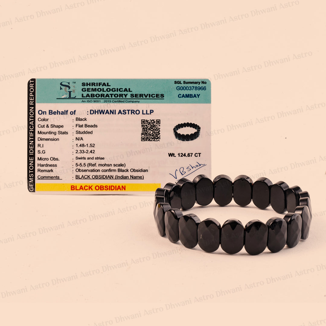 Black Obsidian Emerald Cut Bracelet for Protection & Emotional Release