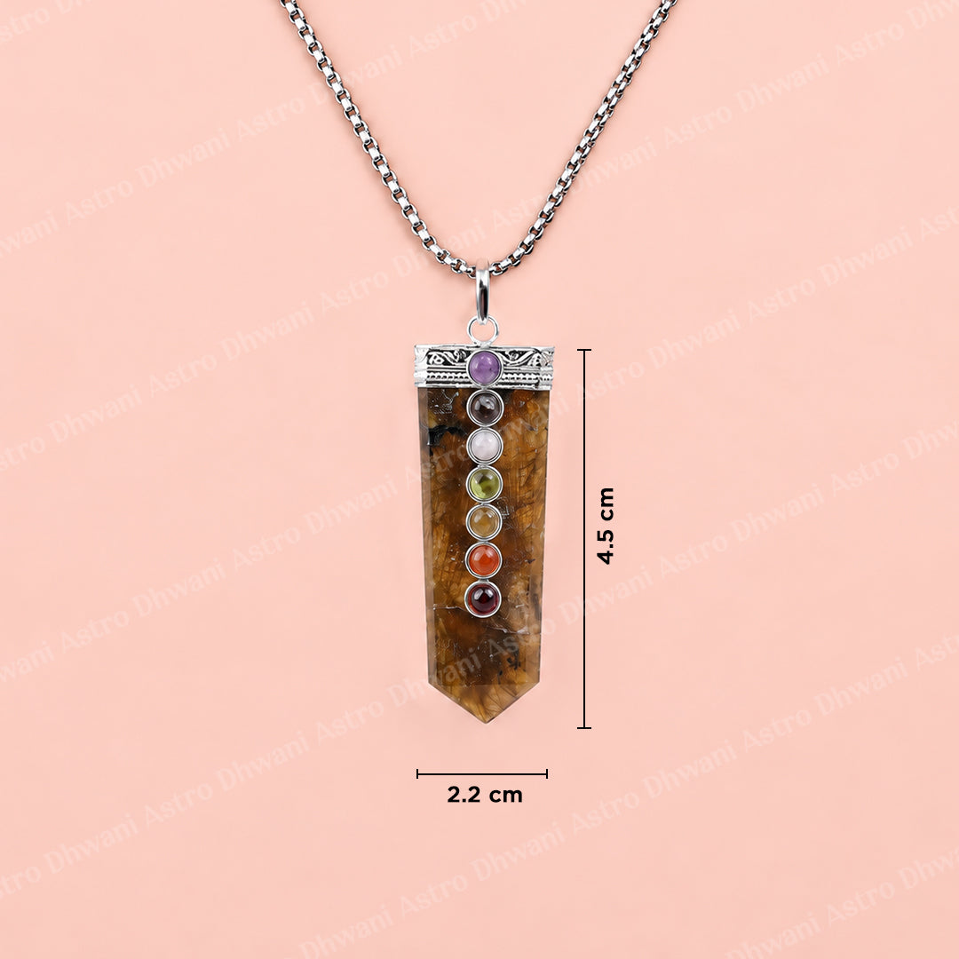 Labradorite Seven Chakra Stone Pendant - Abhimantrit & Certified