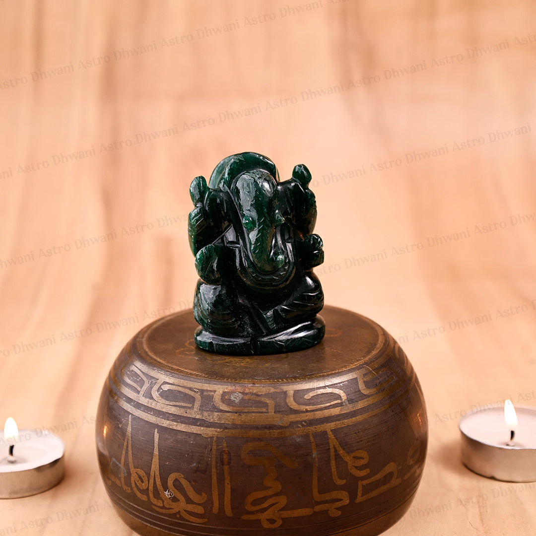 Green Jade Ganesha - Abhimantrit