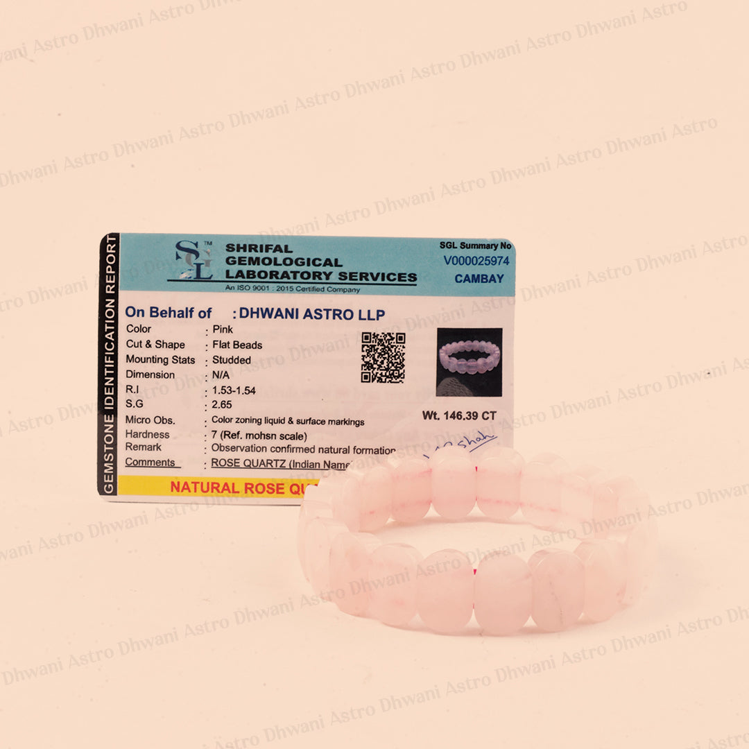 Improve Love, Relationship & Emotional Connection: Rose Quartz Emerald Cut Bracelet - Abhimantrit & Certified