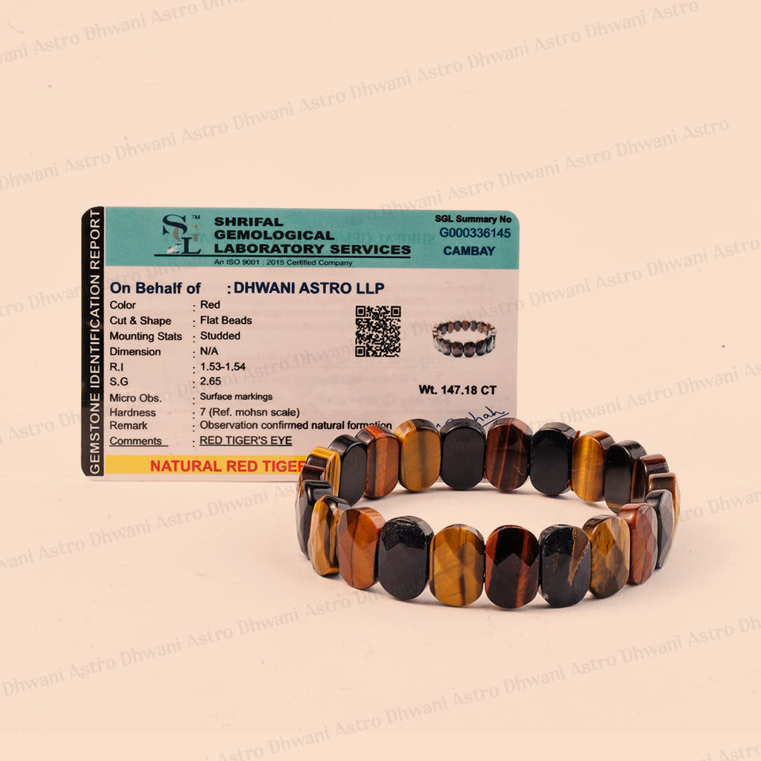 Multi Tiger Eye Emerald Cut Bracelet - Abhimantrit & Certified