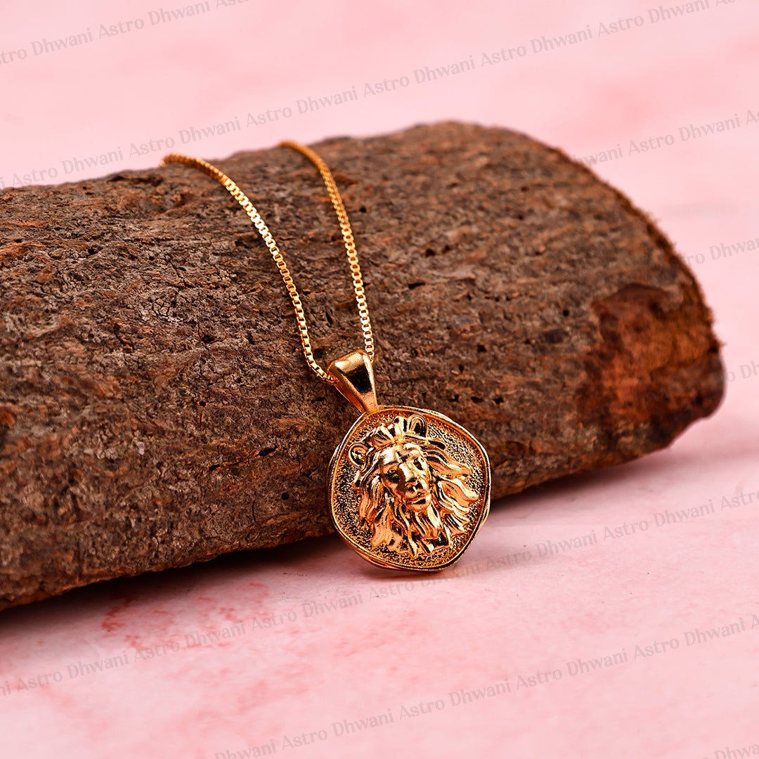 Leo Zodiac Sign Gold Plated Pendant for Men & Women