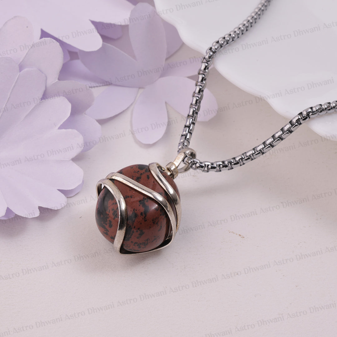 Mahogany Obsidian Wrapping Pendant - Abhimantrit