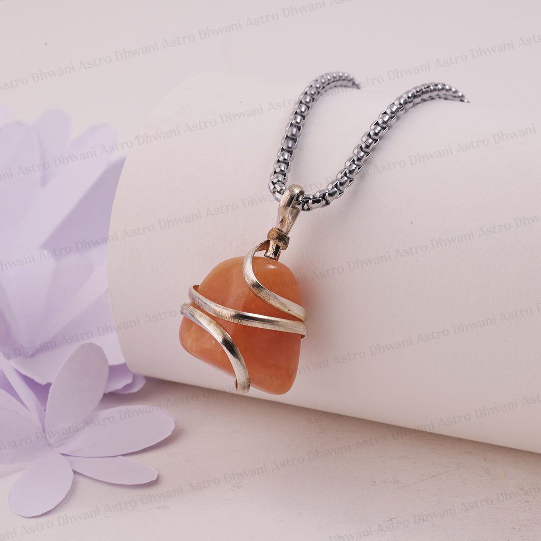 Red Aventurine Wrapping Pendant ( Harmony, Trust and Understanding in Relationship) - Abhimantrit & Certified