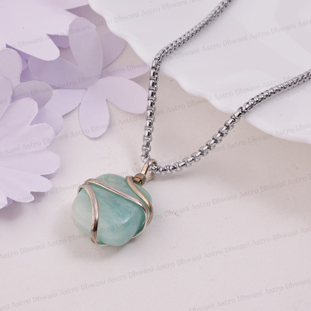 Amazonite Wrapping Pendant  Mars Effects, Root Chakra &  Stability)- Abhimantrit & Certified