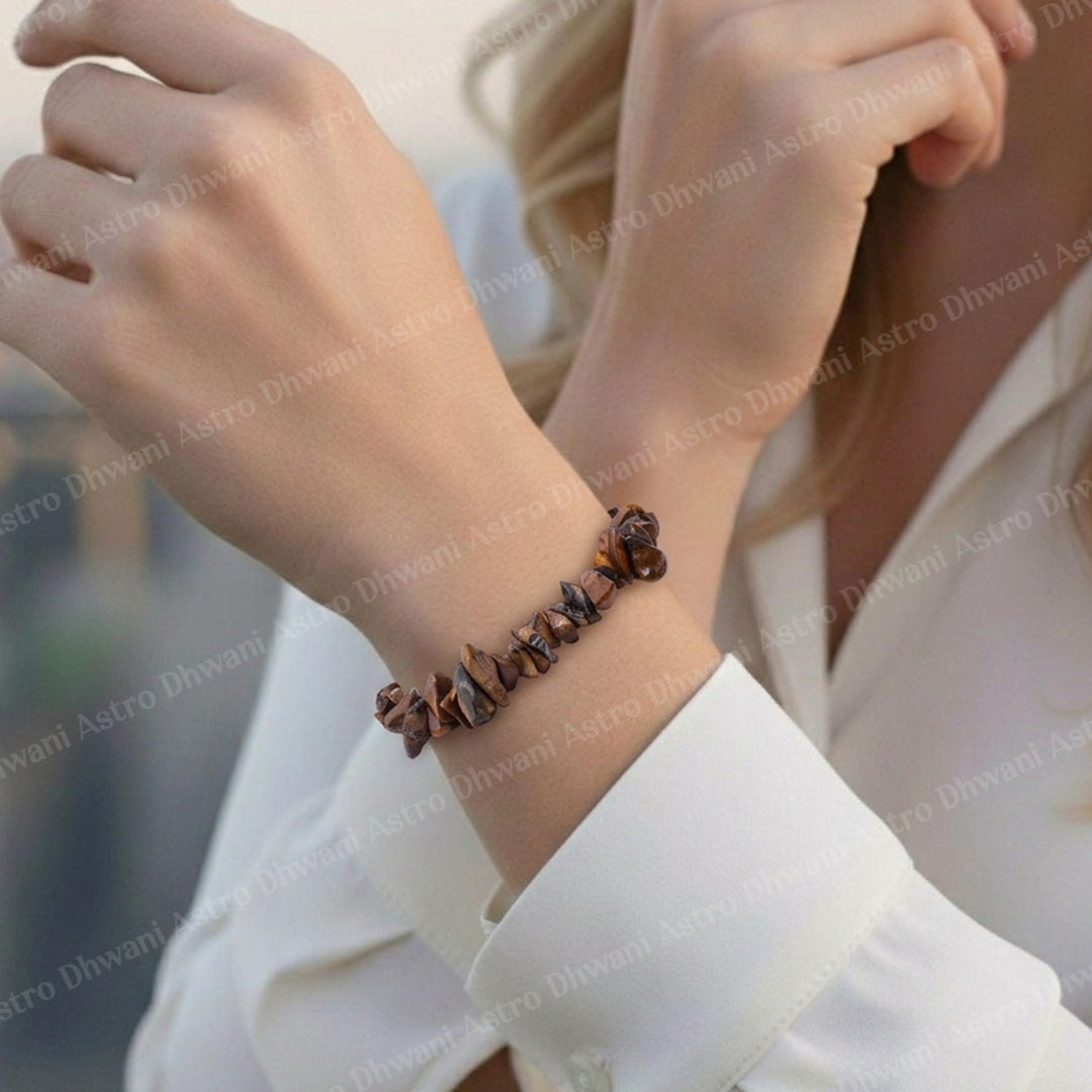 Tiger Eye Uncut Bracelet For Protection Confidence Focus - Abhimantrit & Certified