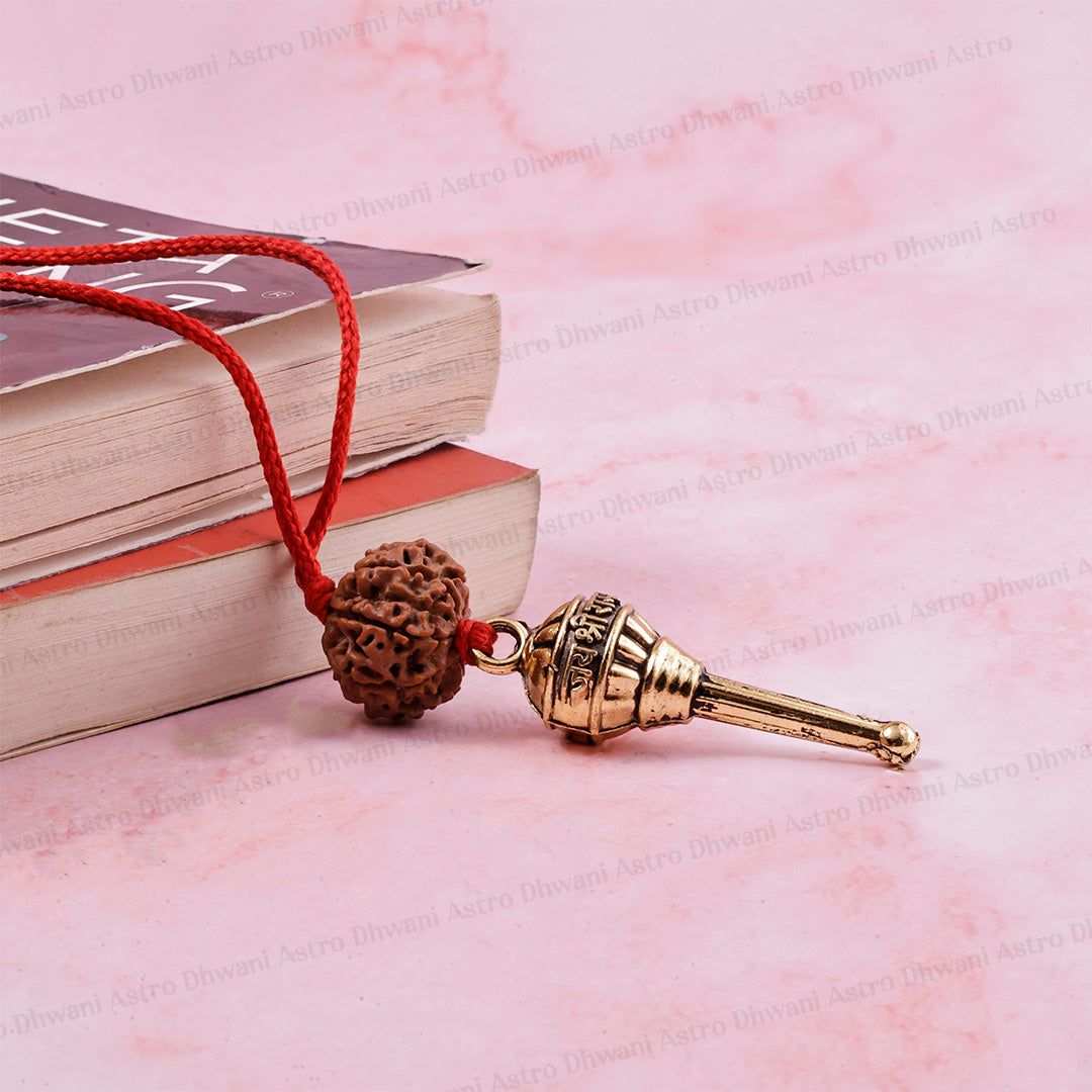 Hanuman Gada Pendant with 7 Mukhi Rudraksha | Spiritually Energized Protection Pendant