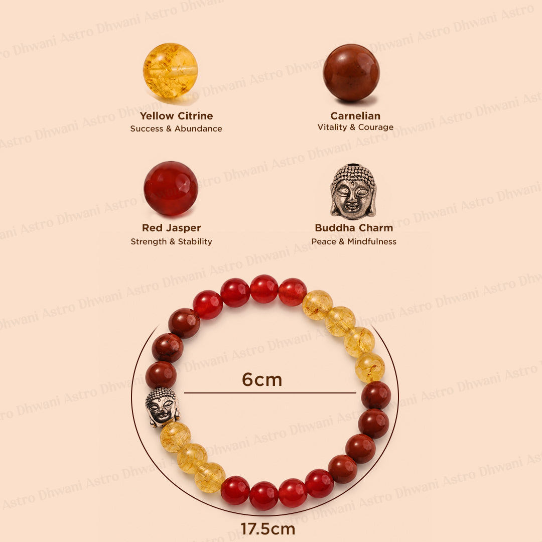 Healthy Heart Balance Bracelet (Red Carnelian, Yellow Citrine and Red Jasper)-Abhimantrit & Certified