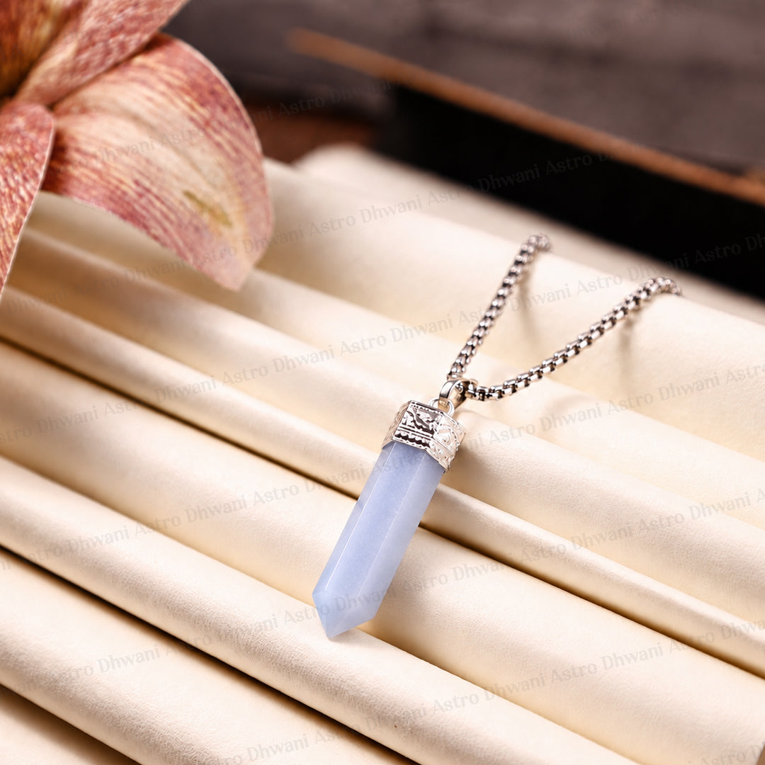 Angelite Pencil Pendant - Abhimantrit & Certified