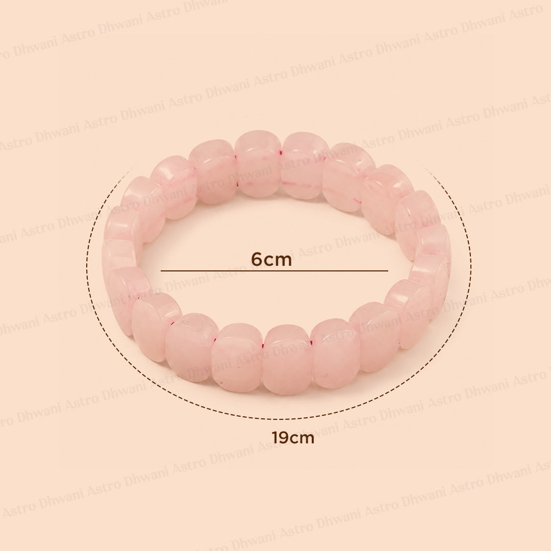 Improve Love, Relationship & Emotional Connection: Rose Quartz Emerald Cut Bracelet - Abhimantrit & Certified