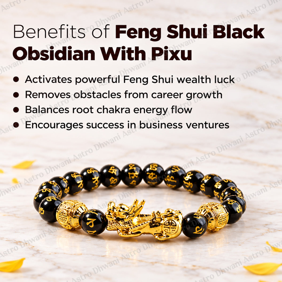 Finance & Wealth Enhancer: Feng shui Black Obsidian with Pixu Bracelet  - Abhimantrit & Certified