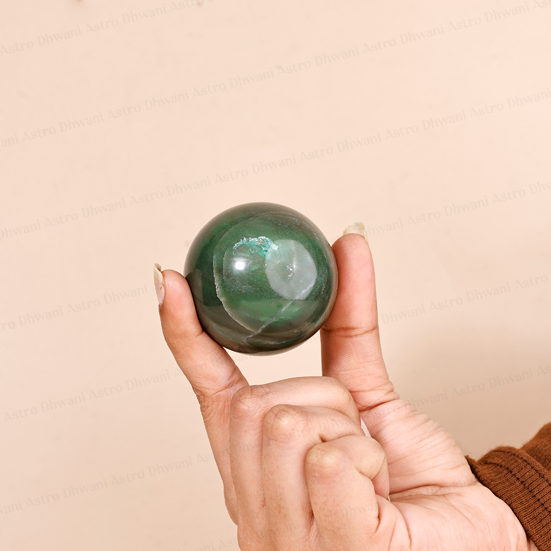 Natural Green Jade Crystal Ball Abhimantrit Certified