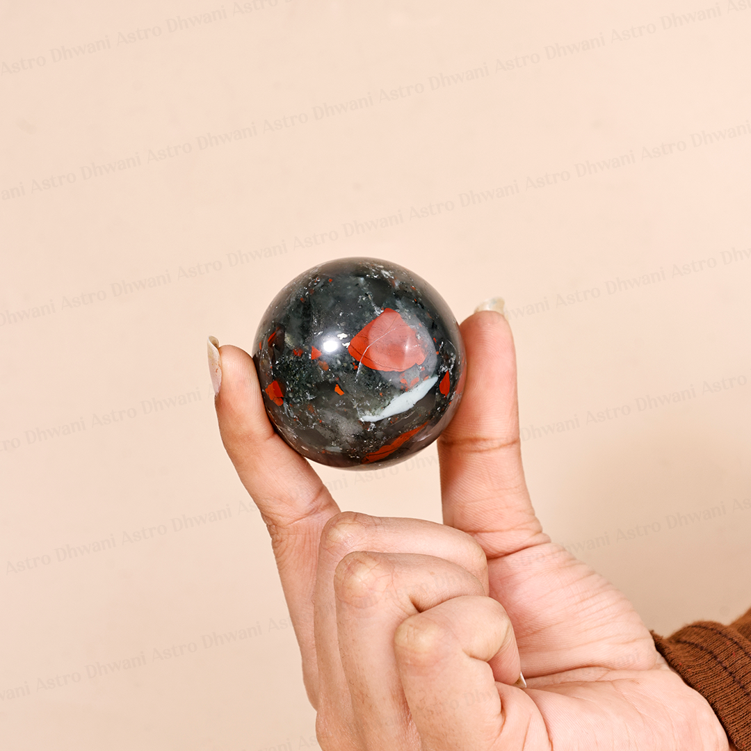 Natural Blood Stone Crystal Ball Abhimantrit Certified