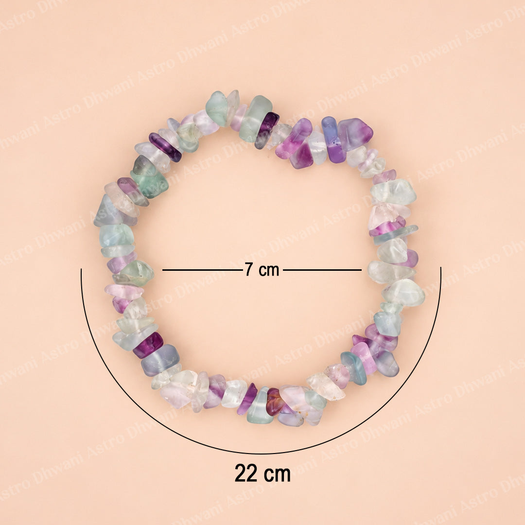 Multi Fluorite Uncut Bracelet For Focus Clarity Emotional Balance - Abhimantrit & Certified