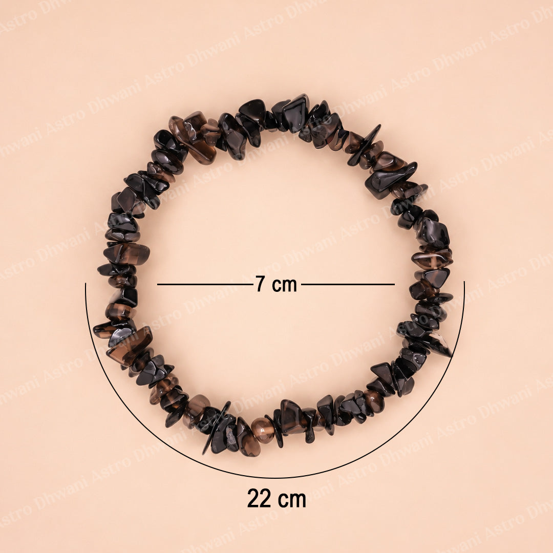 Smoky Quartz Uncut Crystal Bracelet for Protection, Grounding & Energy  - Abhimantrit & Certified