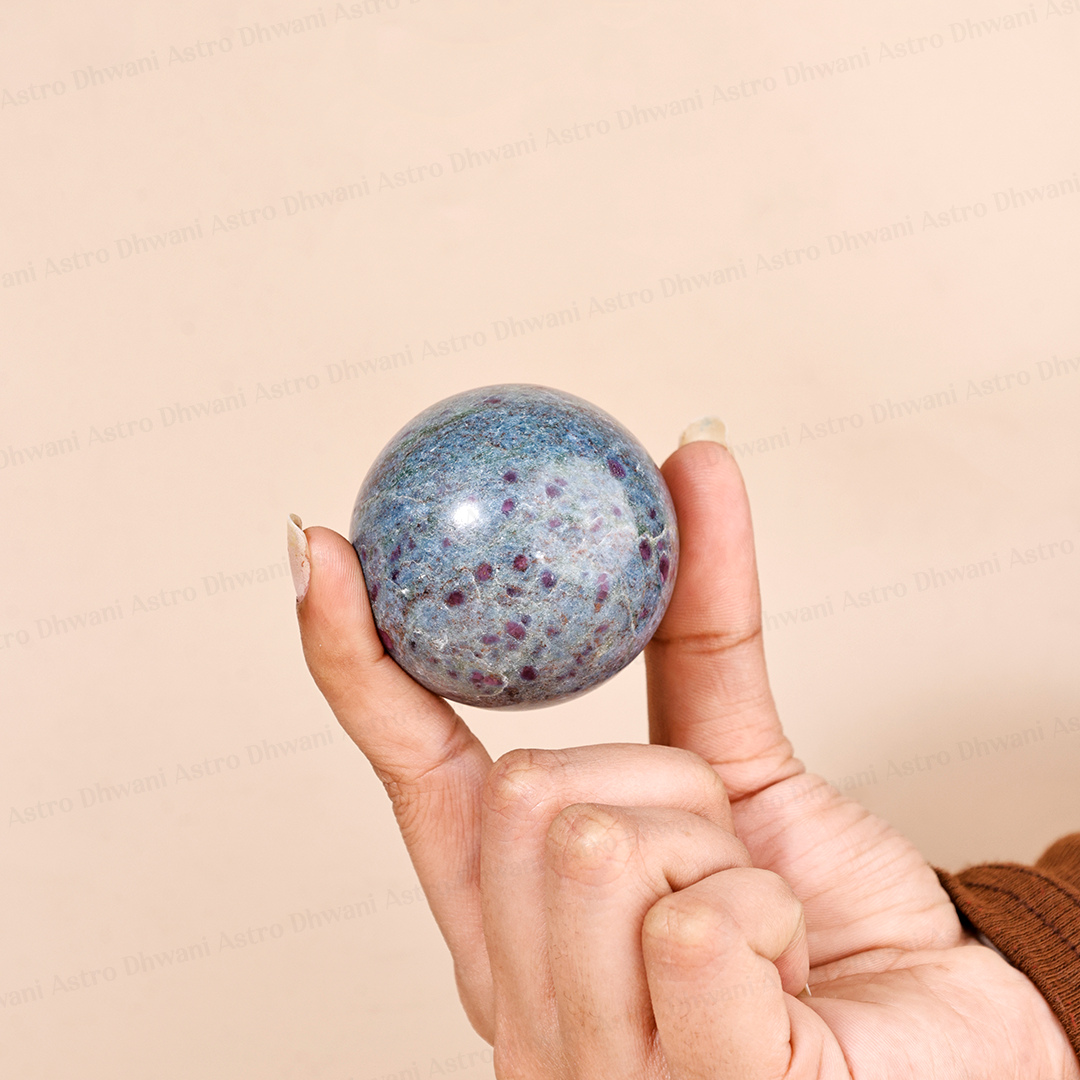 Natural Ruby Kyanite Crystal Ball Abhimantrit Certified